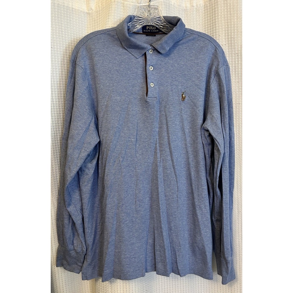 Polo Ralph Lauren Blue Classic Fit Long Sleeve Soft Cotton Polo L Old Money Prep